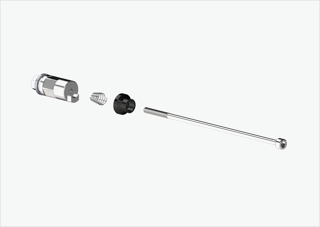 axe à serrage rapide avec adaptateur polygonal | longueur de serrage 154mm - 165mm