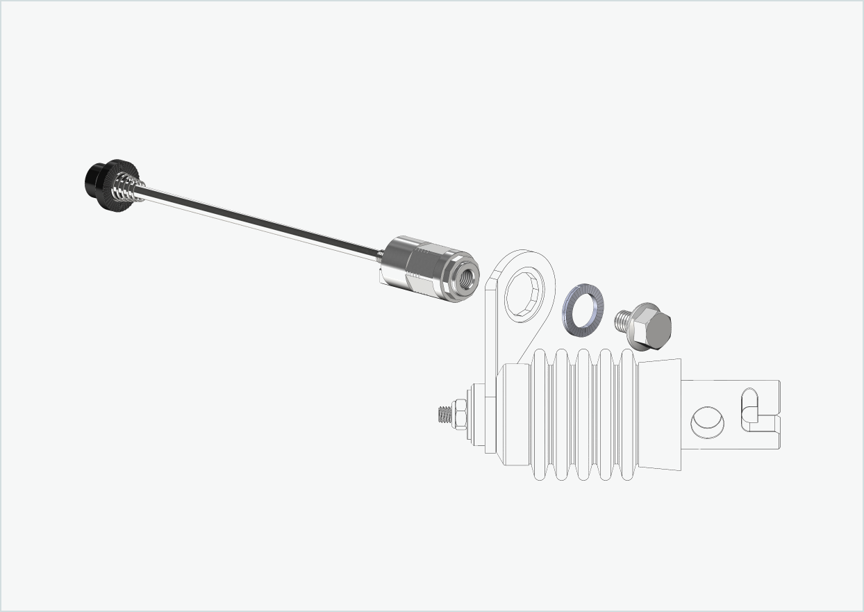 axe à serrage rapide avec adaptateur polygonal | longueur de serrage 143mm - 153mm