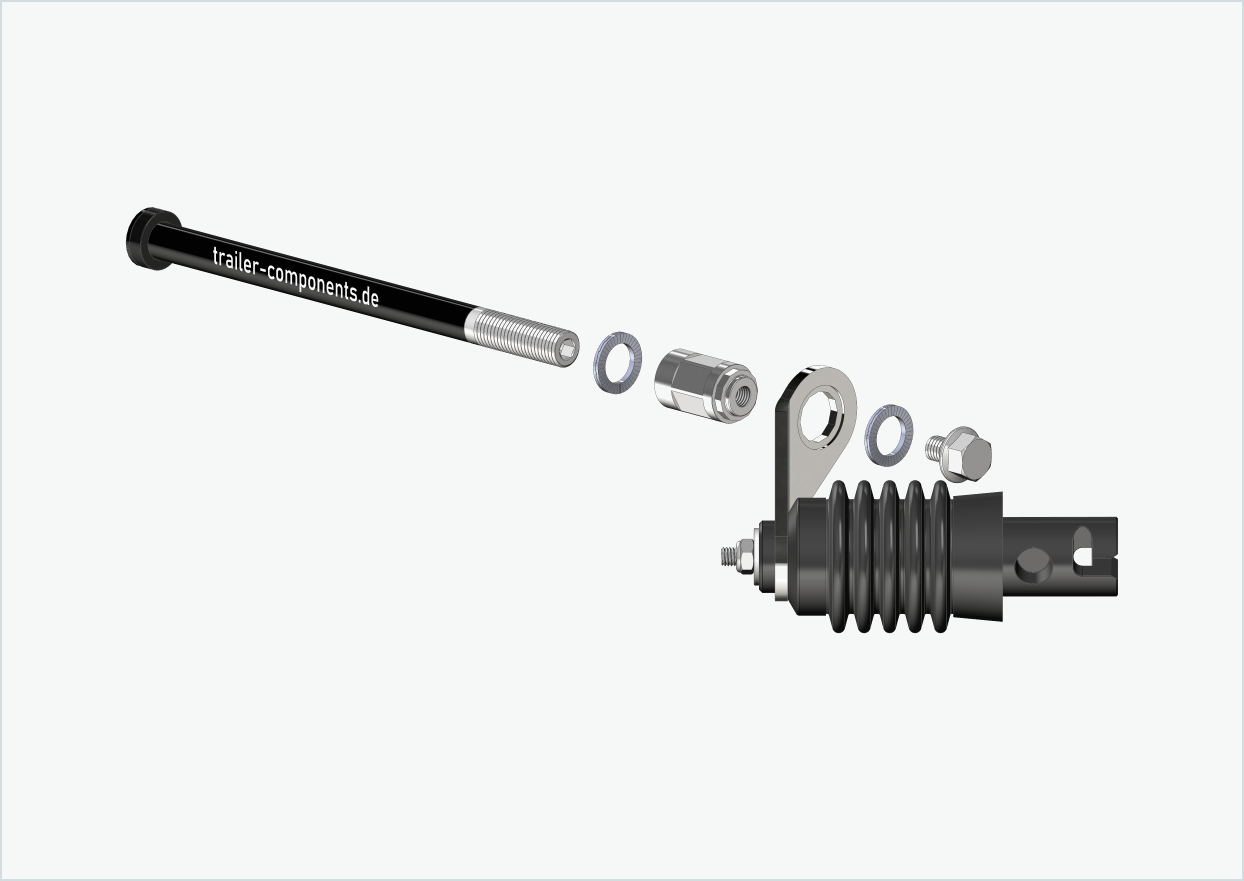 Axe enfichable avec adaptateur Weber pour TOUT TERRAIN | pour filetage à gauche M12 x 1.50 - convient aux attelages Weber type : E - EL - ES