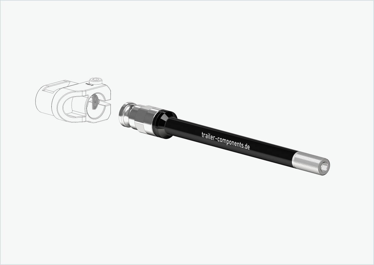 Axe de roue Syntace (X-12) avec adaptateur / M12 x 1.50 | pour remorques Leggero avec système BECCO