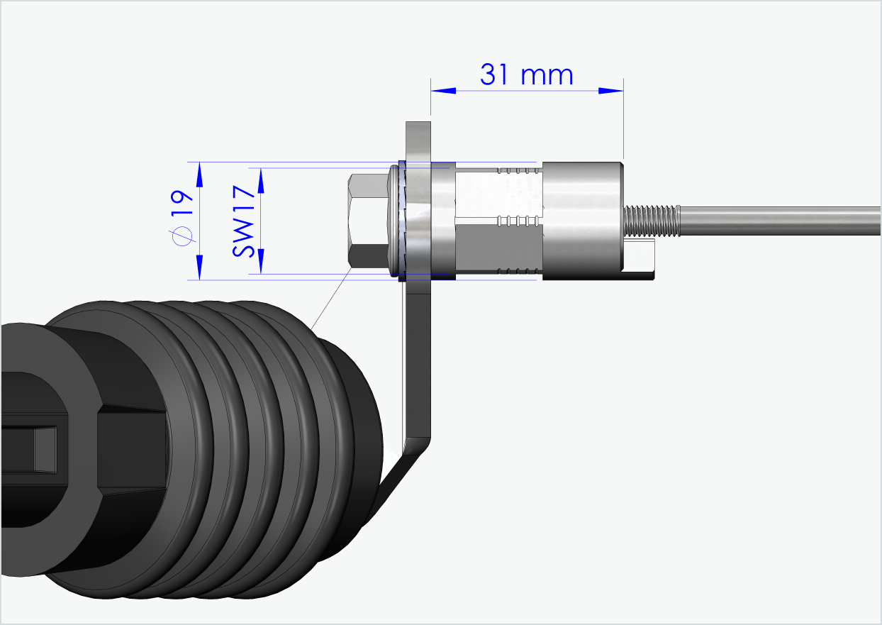 axe à serrage rapide avec adaptateur polygonal | longueur de serrage 143mm - 153mm