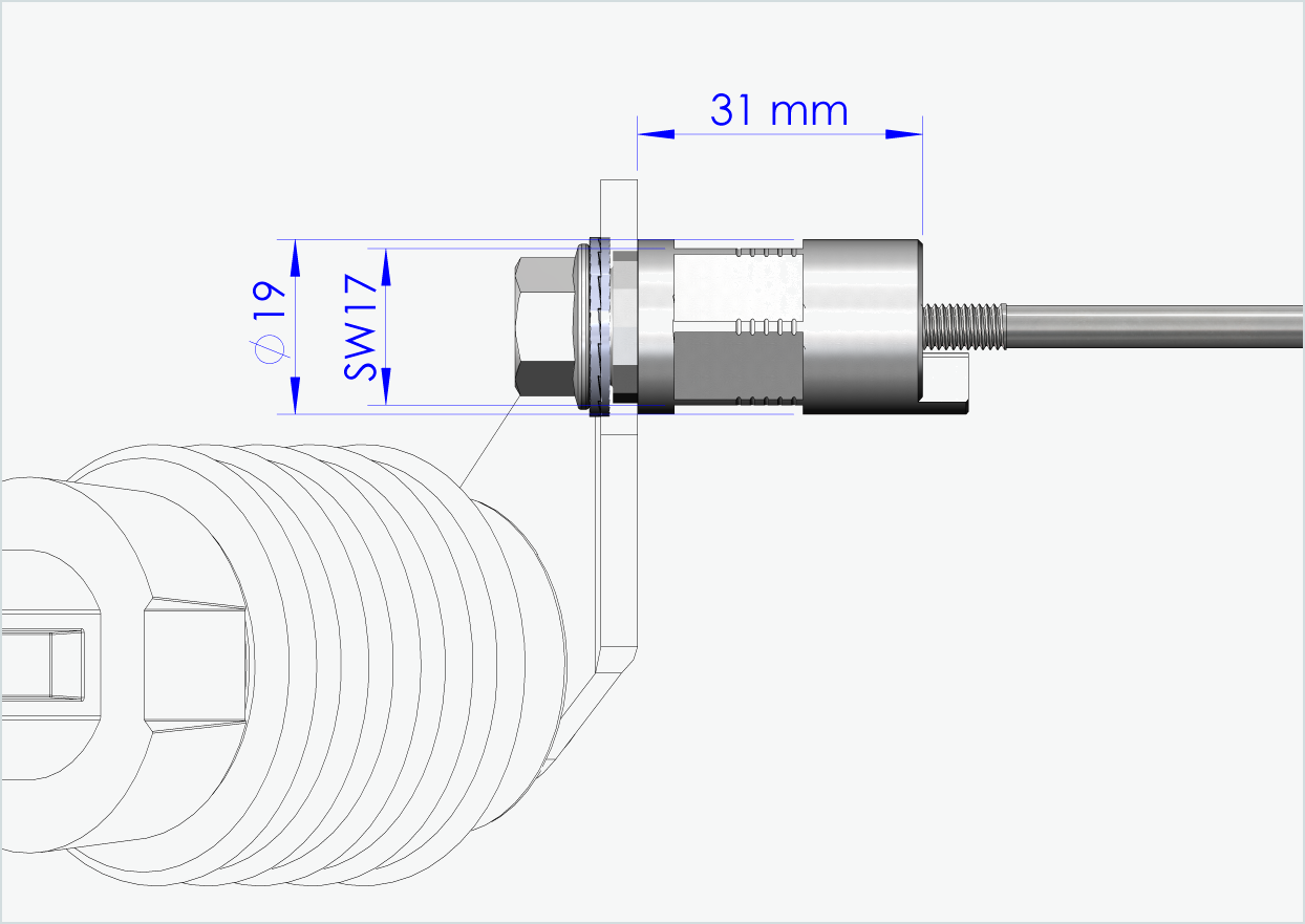 axe à serrage rapide avec adaptateur polygonal | longueur de serrage 154mm - 165mm