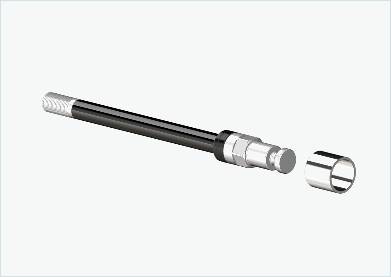 Axe de roue Syntace (X-12) avec adaptateur / M12 x 1.50 | pour remorque Croozer à partir de 2018