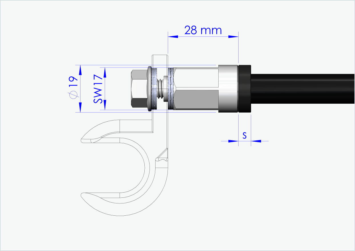 Axe enfichable avec adaptateur Universal / M12 x 1.25