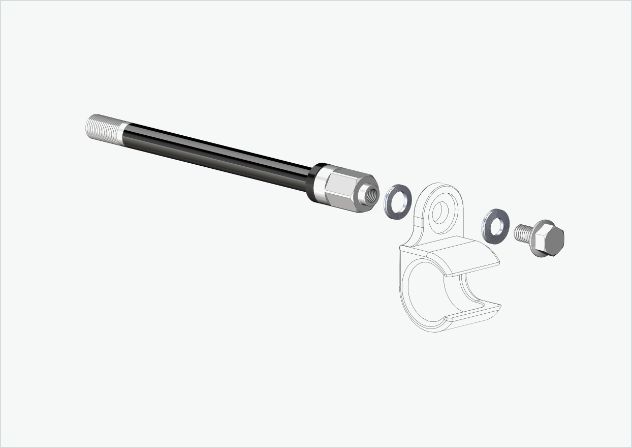 Axe enfichable avec adaptateur Universal / M12 x 1.75