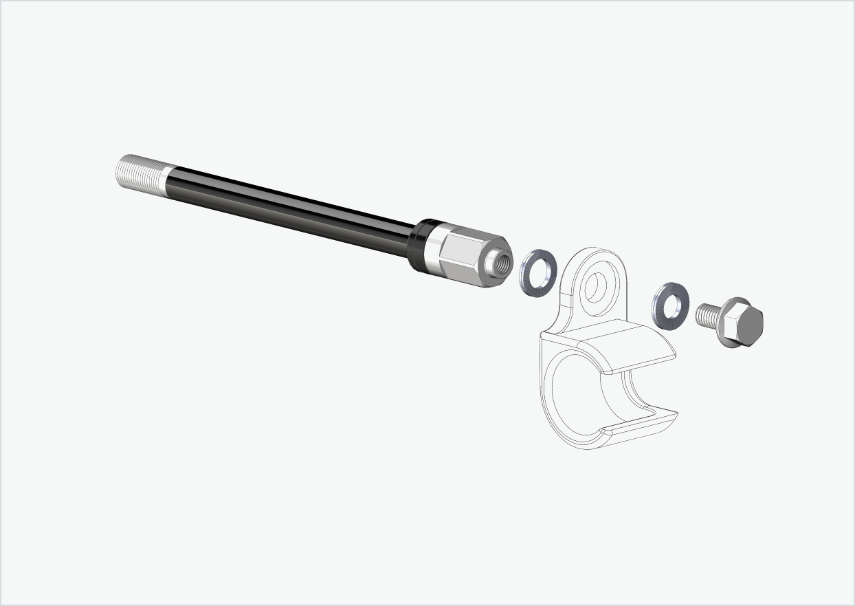 Axe de roue Syntace (X-12) avec adaptateur universel / M12 x 1.00