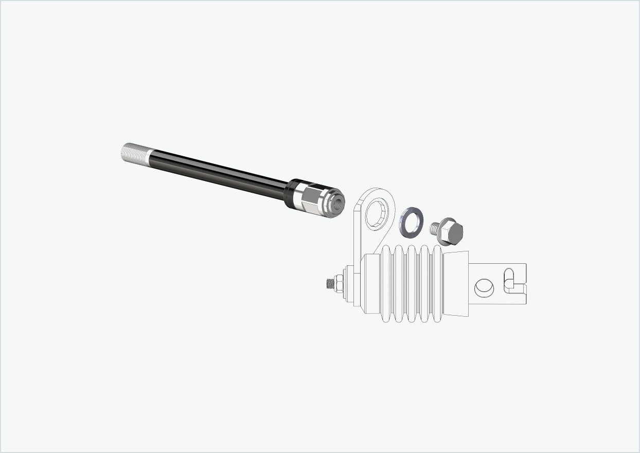 Axe de roue Syntace (X-12) avec adaptateur polygonal / M12 x 1.00