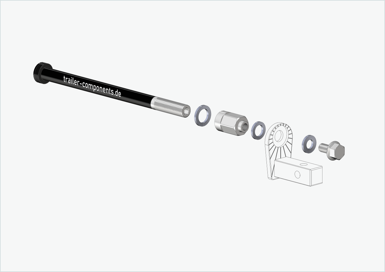 Axe enfichable avec adaptateur universel pour TOUT TERRAIN | pour filetage à gauche M12 x 1.50 - convient pour Thule, Qeridoo, Burley, Prophete, Hamax, Trixie et bien d'autres encore