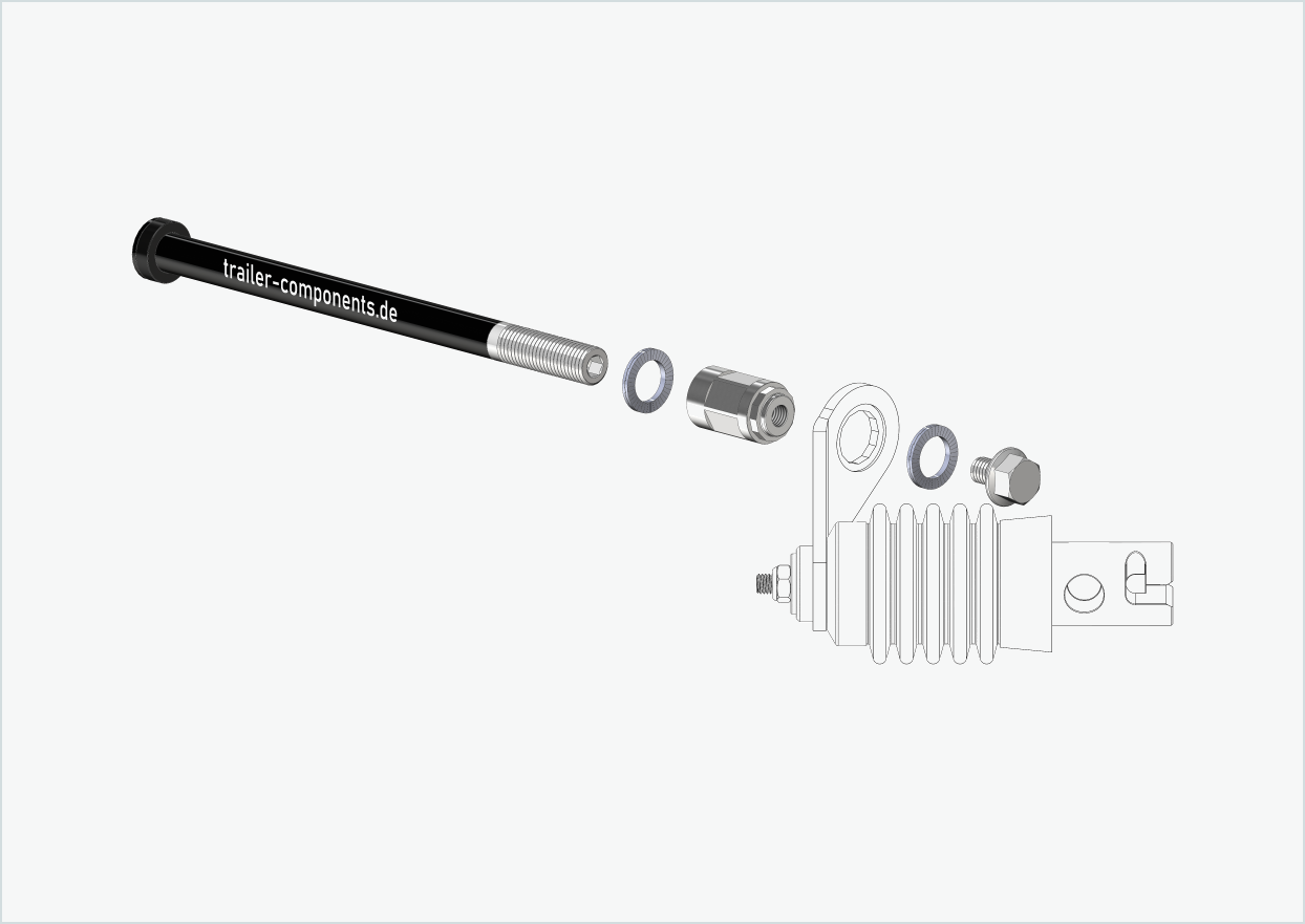 Axe enfichable avec adaptateur Weber pour ORBEA | pour filetage à gauche M12 x 1.50 - convient aux accouplements Weber type : E - EL - ES